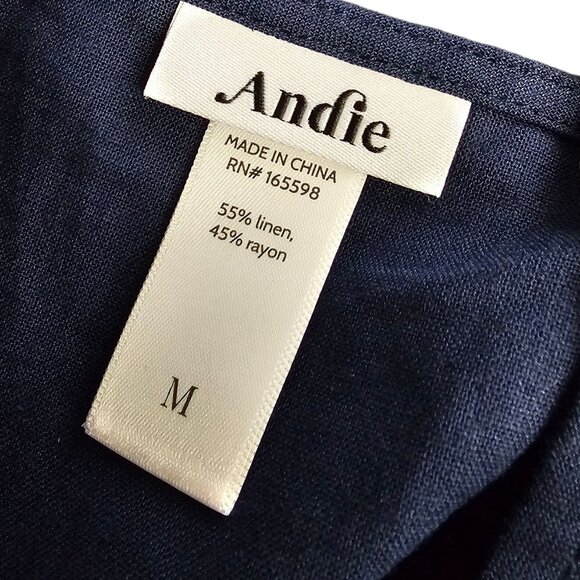 Andie Swim The Slip Dress, Blue, Linen Blend, Beach Cover Up, Vacation, Resort,M - Picture 6 of 7